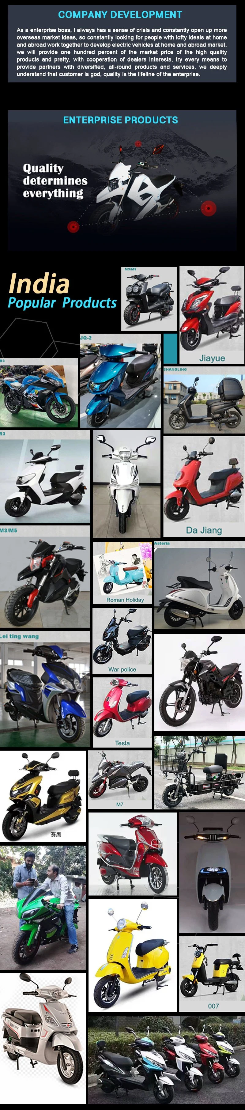 New Model High Speed and High Quality with Double Dics Alloy 3 Wheel Electric Motorcycle/Electric Scooter 2000W 90km/H