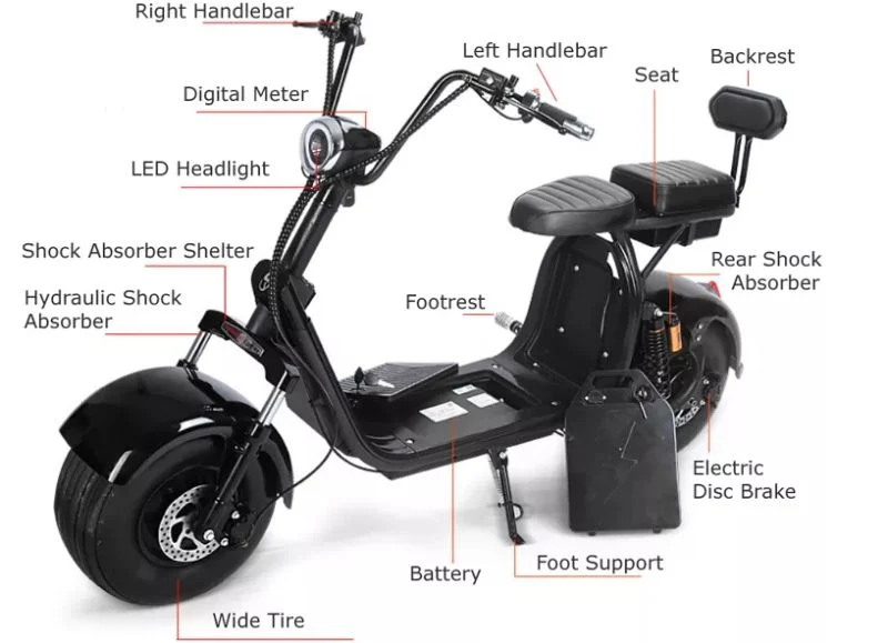 Wholesale 1500W Fat Tire Electric Citycoco Electric Scooter Electric 2 Wheel E-Scooter Chopper Electric Motorcycle Scooter Electric Bicycle City Coco E Scooter