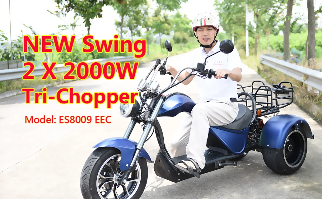 Wholesale Best Buy Cheap Price Electric Vehicle 3000W EEC Dual Motor Trike Fat Tire City Coco Electro Chopper Three 3 Wheel Tricycle Scooter 85km/H for Adults